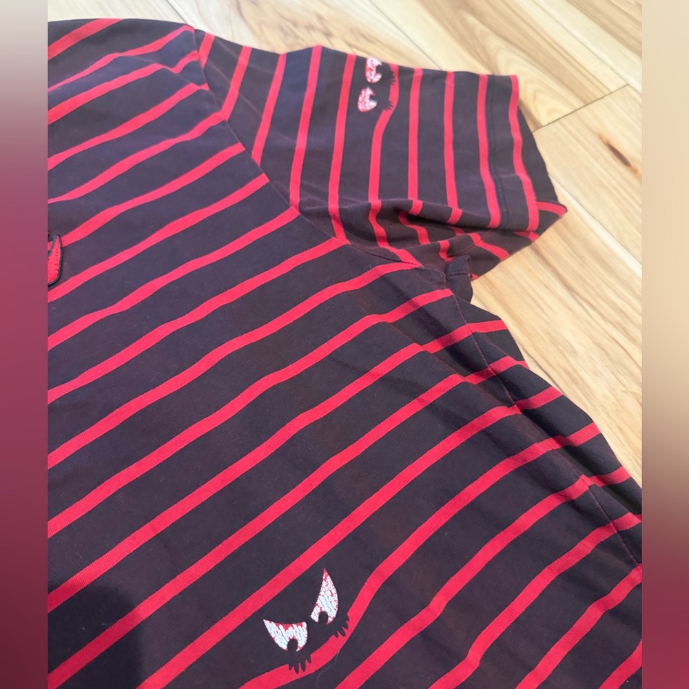 Alexander Mcqueen MCQ eyes print striped T shirt - Picture 2 of 6